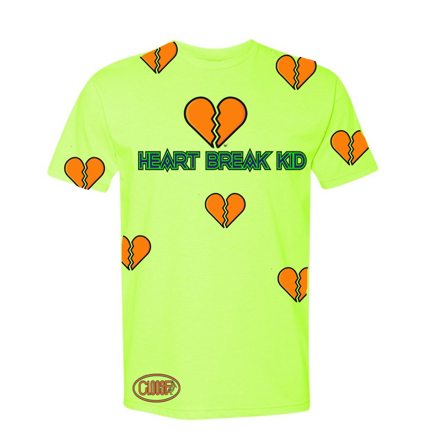 Heart Break Kid Short Sleeve Shirt- Lime Green